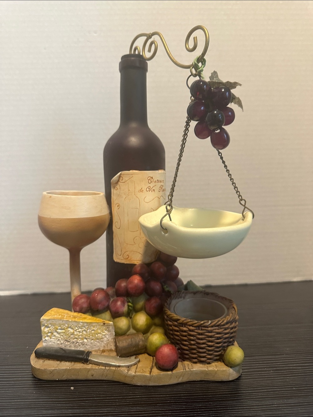 Decorative Wine, grape, and Cheese tray tealight wax warmer